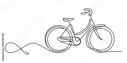 one line drawing bicycle with flowing line
