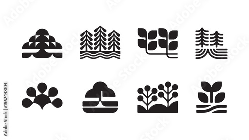 Eco friendly icons, sustainable symbols, environmental signs, green graphics set