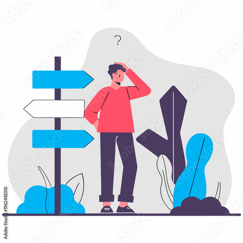 Decision Paralysis Concept Flat Vector Illustration Showing Overwhelming Life Choices