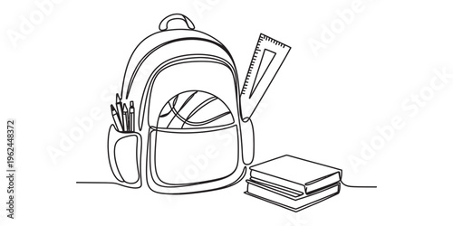 School Backpack with Books and Stationery
