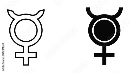 Comparison of traditional and modern female gender symbols with filled circle variation