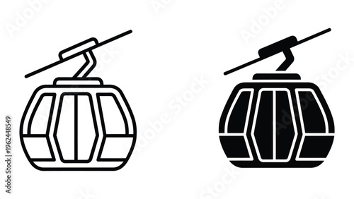 Comparison of two cable car gondolas in different color schemes