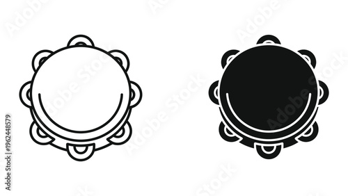 Contrast between a white and a black hand-drawn tambourine icon