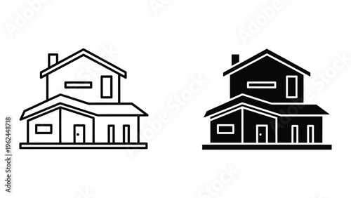 Comparison of a light and dark themed two-story house illustration