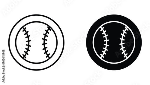 Contrasting designs of a classic baseball depicted in black and white styles