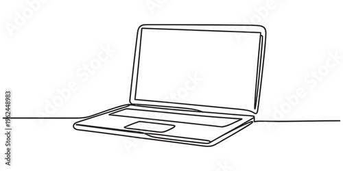 line drawing of laptop computer on white background
