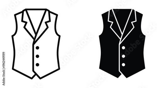 Black and white illustration of formal vests with contrasting lapel designs