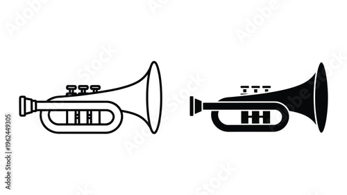 Comparison of two trumpet illustrations in contrasting colors