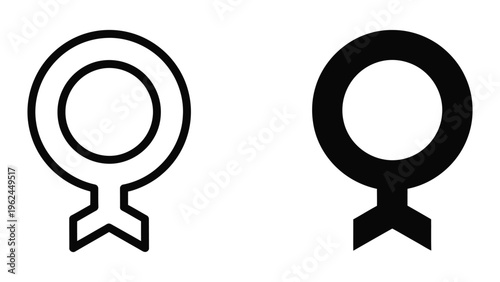 Contrast depiction of feminine and masculine gender symbols in monochrome design