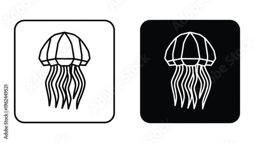 Contrast illustration of a jellyfish in positive and negative space designs