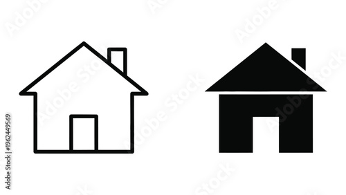 Comparison of a simple house outline and a filled silhouette house graphic.