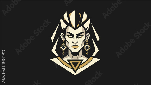 Stylized portrait of a woman on black