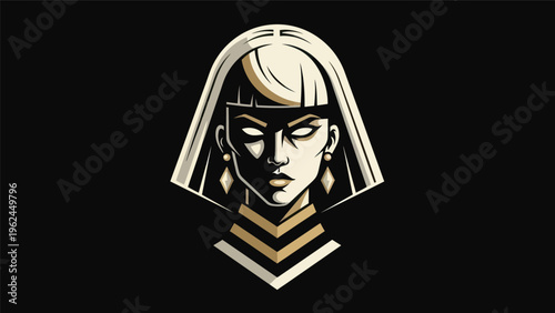 Stylized portrait of a woman on black background