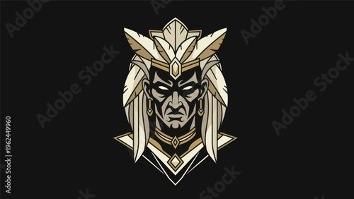 Stylized portrait of indigenous warrior