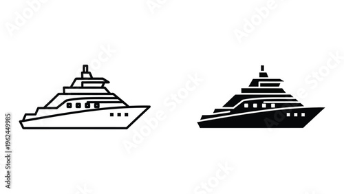 Comparison of two distinct luxury yacht designs illustrated in black and white silhouette