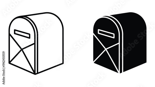 Contrasting designs of traditional mailboxes in black and white