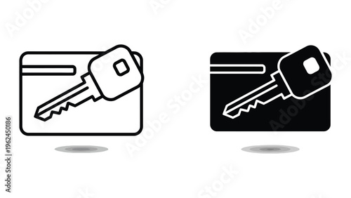 Key inserted in credit cards representing secure digital transactions or access control