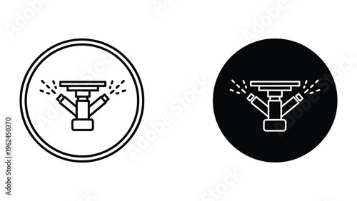 Contrast depiction of active and inactive ceiling sprinkler systems
