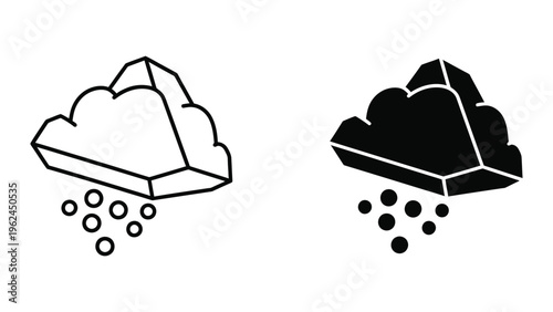 Comparison of light and heavy rainfall icons with cloud symbols
