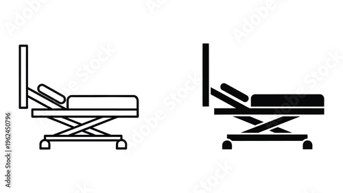 Adjustable medical examination table in two different positions