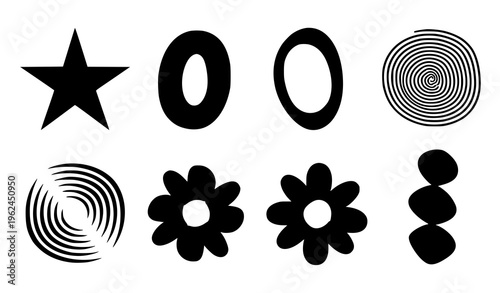 Minimal Black Geometric Icons – Brutal Contemporary Vector Forms