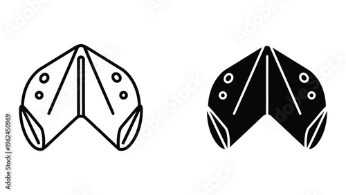 Illustration of a foldable mask with two different design styles shown side by side