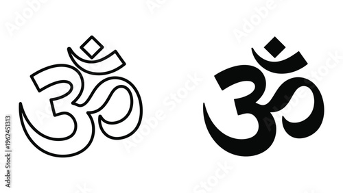 Contrast of the om symbol in different line styles and colors