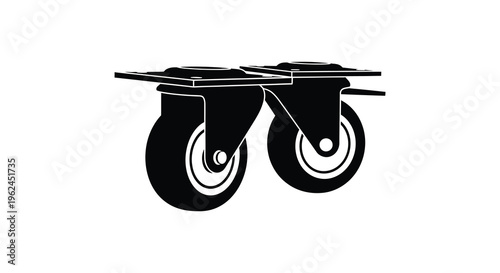 Silhouette of a dual wheel caster with a flat platform