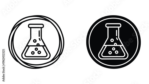 Contrasting erlenmeyer flask icons in positive and negative design styles