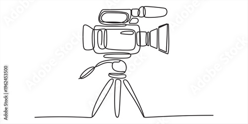 line drawing of a video camera on a tripod