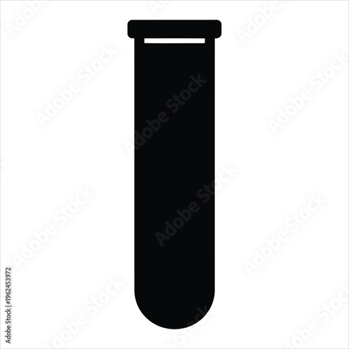 A black test tube on a white background