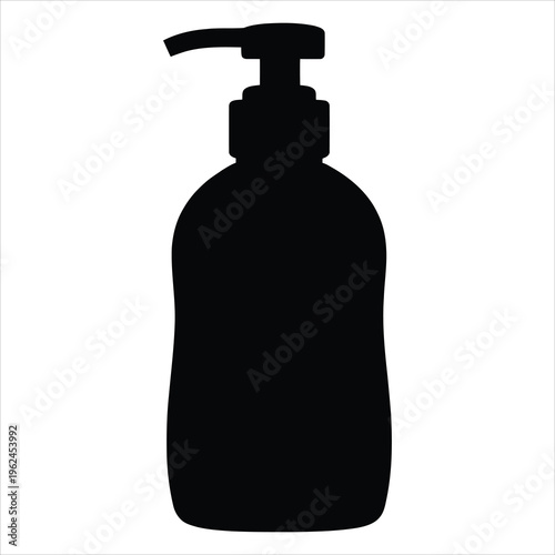 A black silhouette of a pump bottle