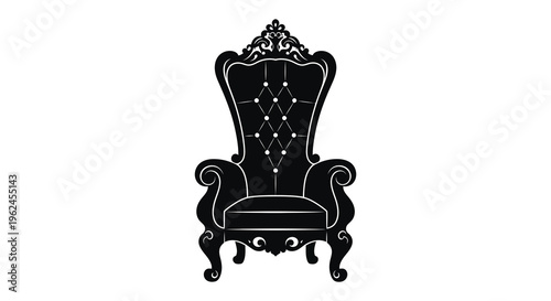 Silhouette of a luxurious high backed throne chair with ornate details