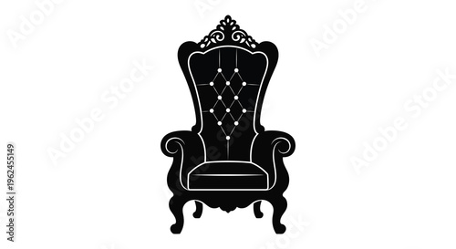 Silhouette of a luxurious throne chair with high back and ornate details