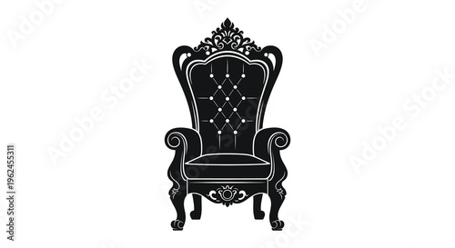 Silhouette of an ornate throne chair with high back and armrests