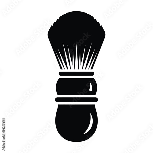 Shaving Brush Icon for Barber Shop Grooming Black Silhouette Vector Illustration