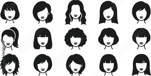 Variety of female hairstyles and haircuts illustration