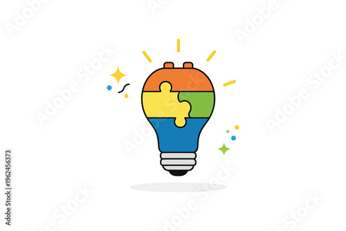 Creative diversity puzzle light bulb symbolizing innovative ideas and inclusivity