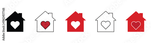 House with heart icon. A home shape combined with a love symbol creates a warm support graphic for charity and family care. vector illustration