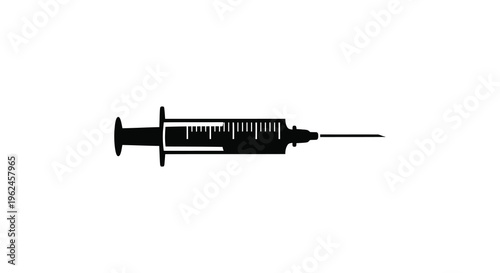 Silhouette of a medical syringe with needle simple black and white icon