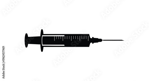 Silhouette of a medical syringe with needle medical equipment silhouette