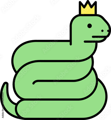 Snake Green with Crown Vector Illustration Design