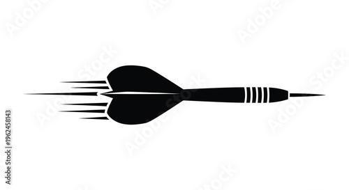 Silhouette of a dart in motion with blurred tail feathers