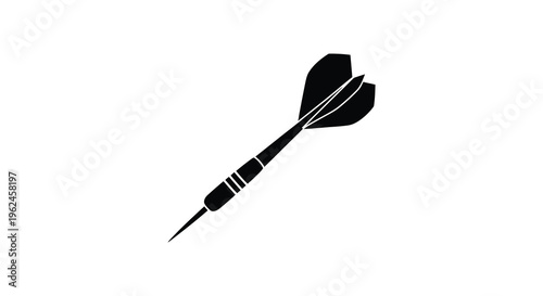 Silhouette of a dart with fletching and pointed tip in black
