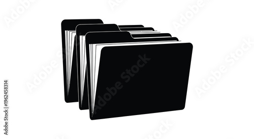 Silhouette of three stacked black notebooks with white pages