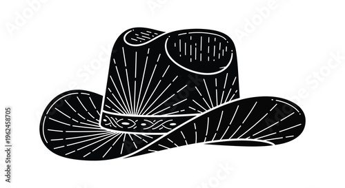 Silhouette of a classic cowboy hat with intricate details and patterns a timeless western fashion statement silhouette