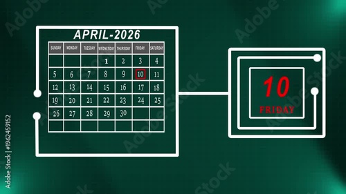 Systematic April 2026 Monthly Calendar Displaying Weekly Highlights On A Technical Green Grid Interface For Efficient Corporate Planning.
