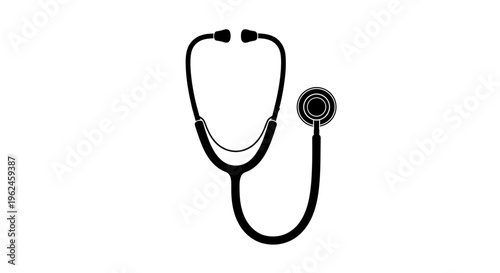 Silhouette of a classic stethoscope on a white background