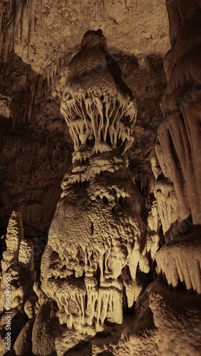 Amazing  natural beauty of the Sorek stalactites cave in Judean Mountains near the Beit Shemesh in the Israel