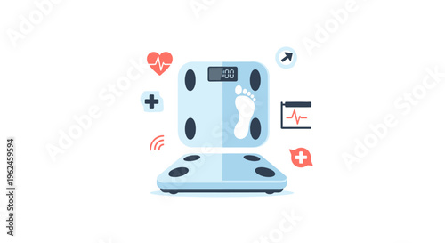Smart Digital Scale for Health Monitoring & Weight Management. Connected Fitness and Wellness Technology Concept.